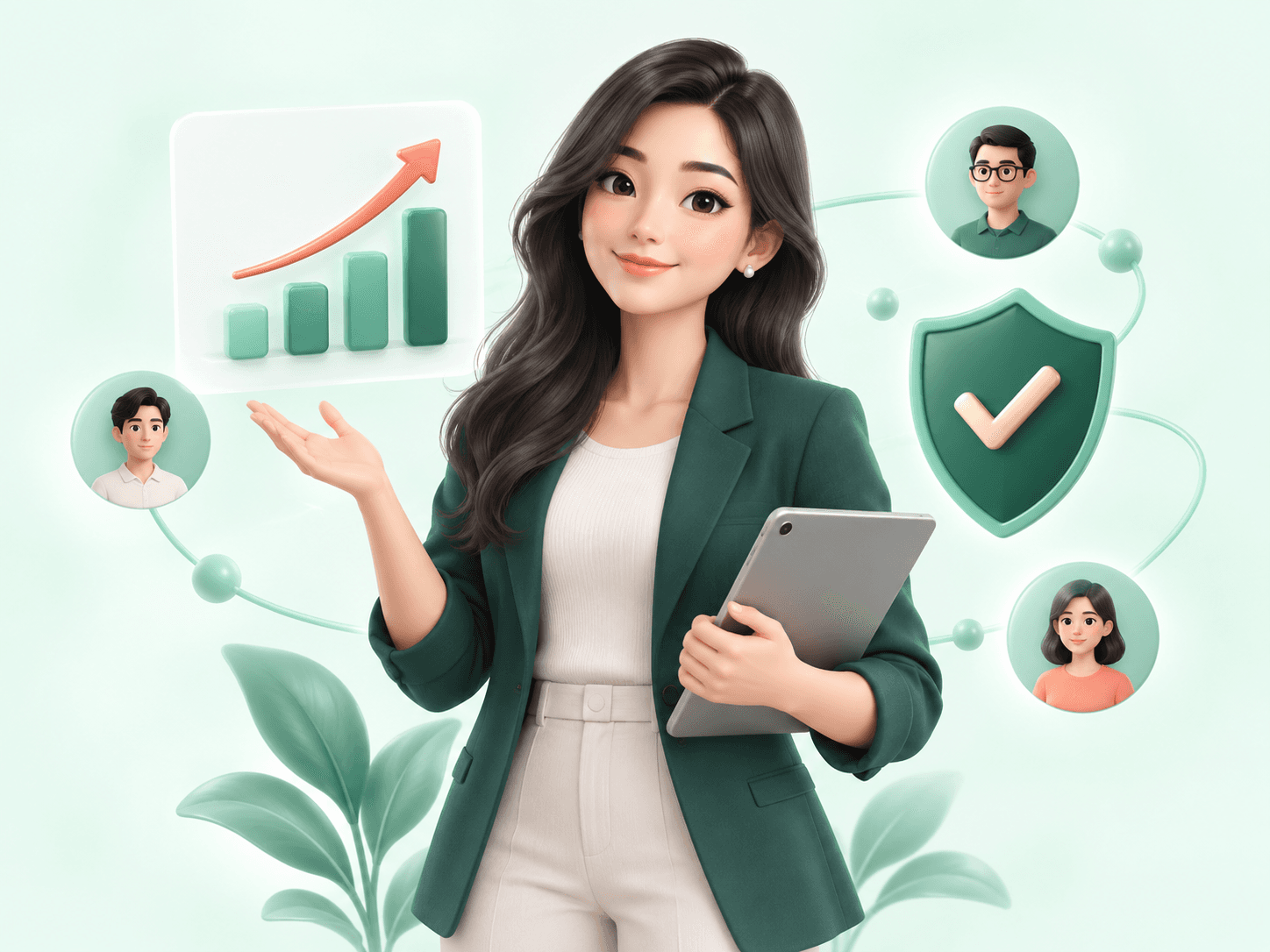 Chuyên viên tư vấn cùng mạng lưới khách hàng và biểu đồ tăng trưởng